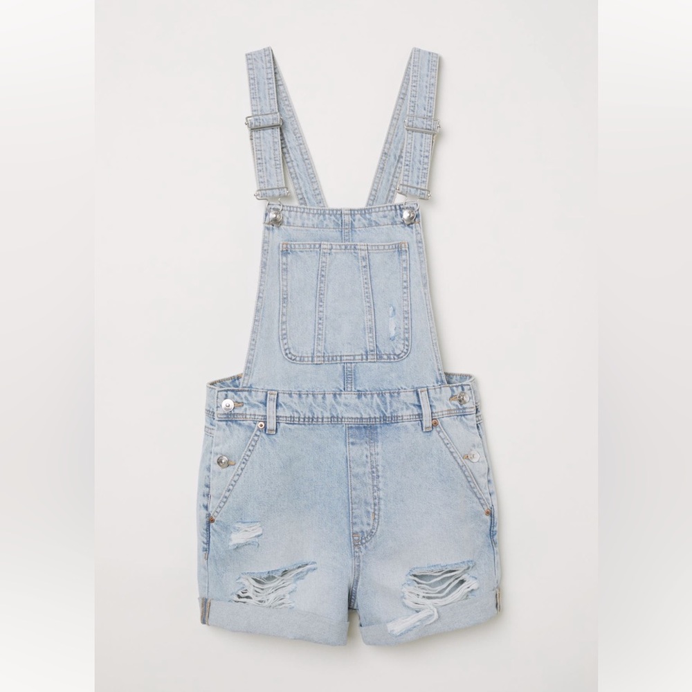 H&M Denim Overall Shorts, Size 4